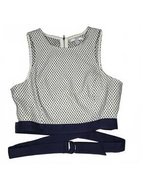 Asilio's Fitted Sleeveless Black And White Crop Top Back Zip Wrap Ties  Med